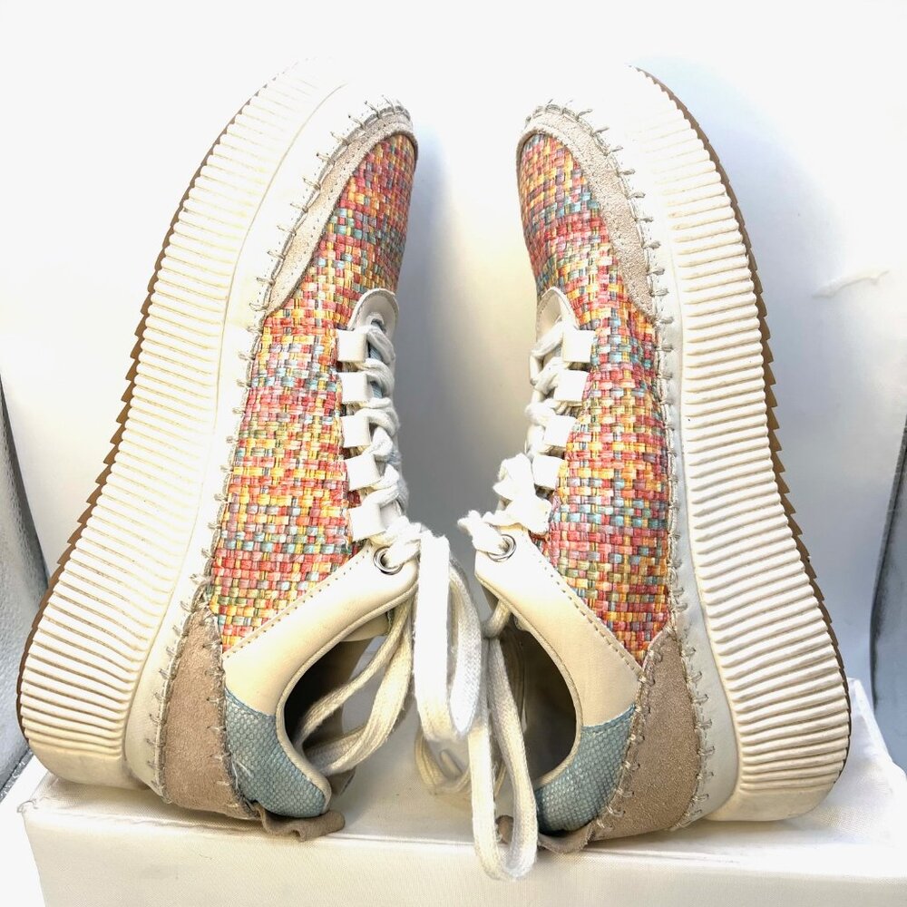 Patrizia Asuka Wedge Taupe/Multicolor Sneakers/Shoes-Sz.38 (7 1/2-8)-Pink/Lilac
